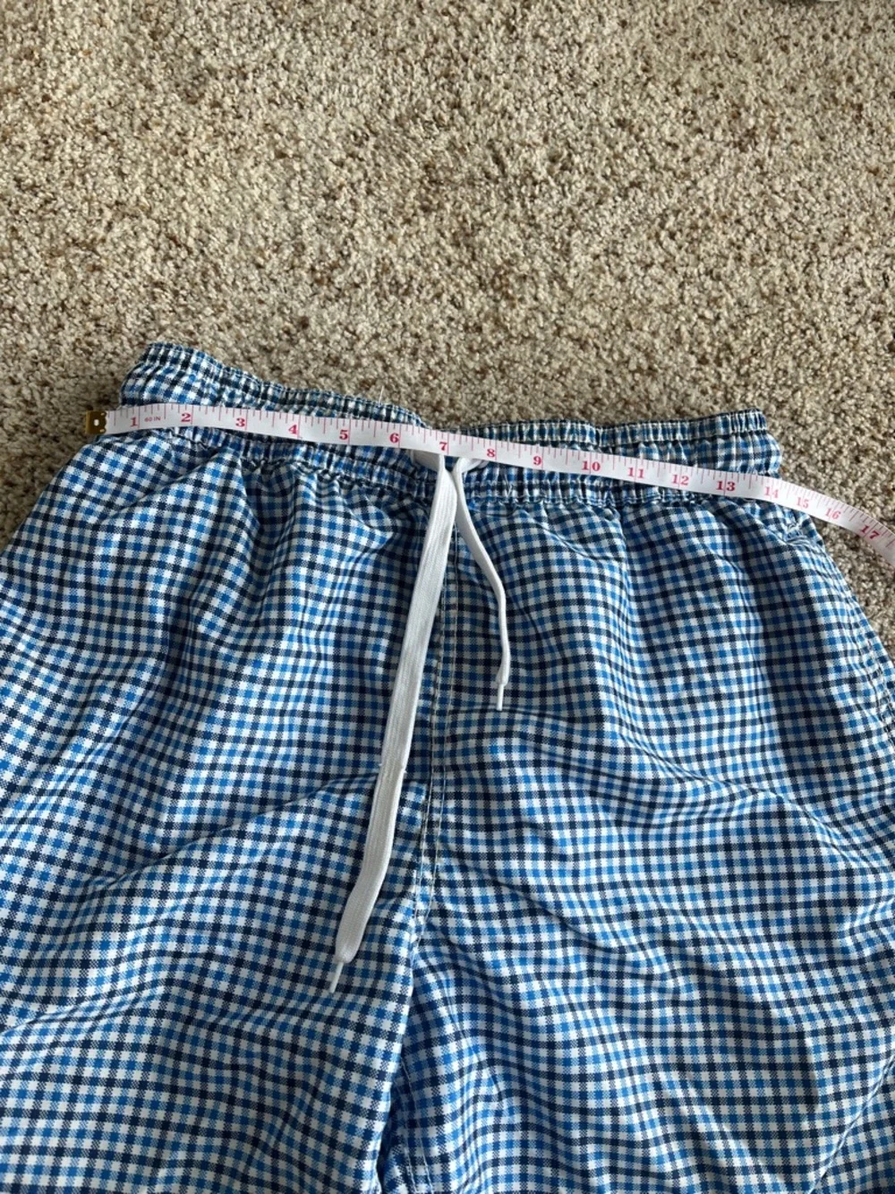 Kanu Surf Blue and White Gingham Swim Trunks